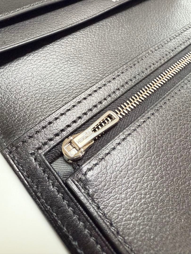 HERMES ブラック レザー 長財布 2025年製