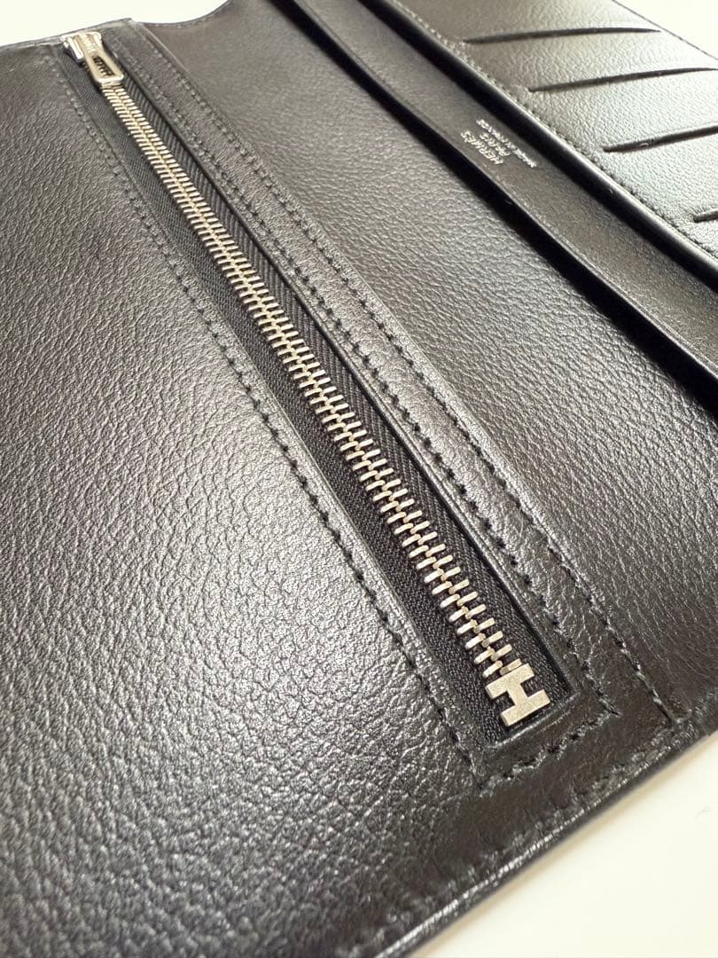 HERMES ブラック レザー 長財布 2025年製