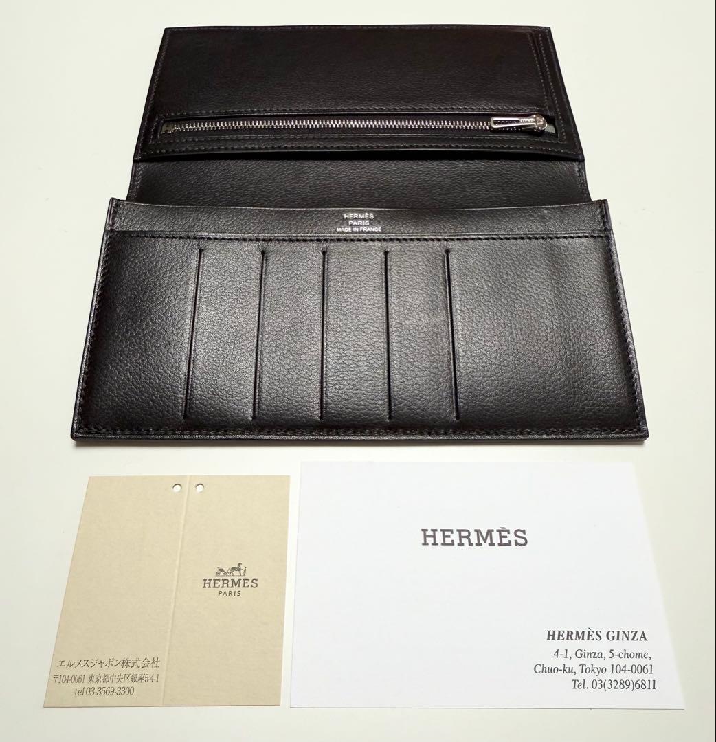 HERMES ブラック レザー 長財布 2025年製