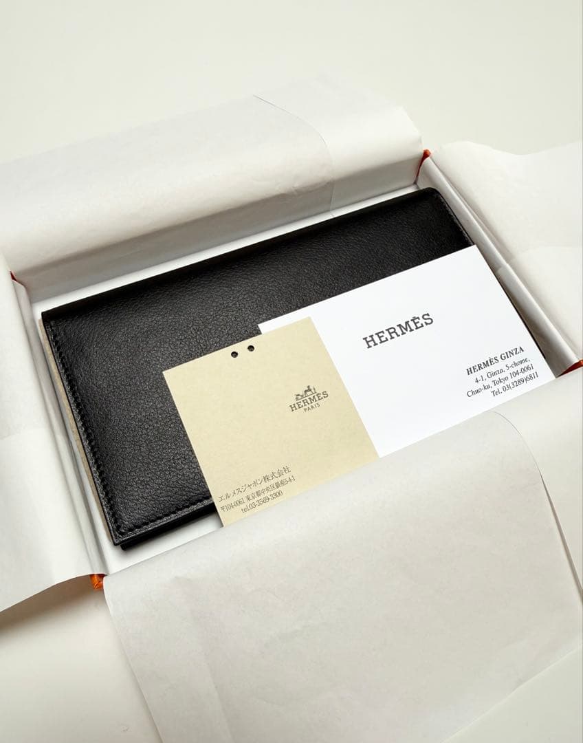 HERMES ブラック レザー 長財布 2025年製