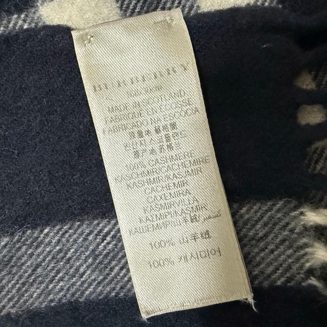 BURBERRY メガチェック　ノバチェック　カシミヤ マフラー ネイビー
