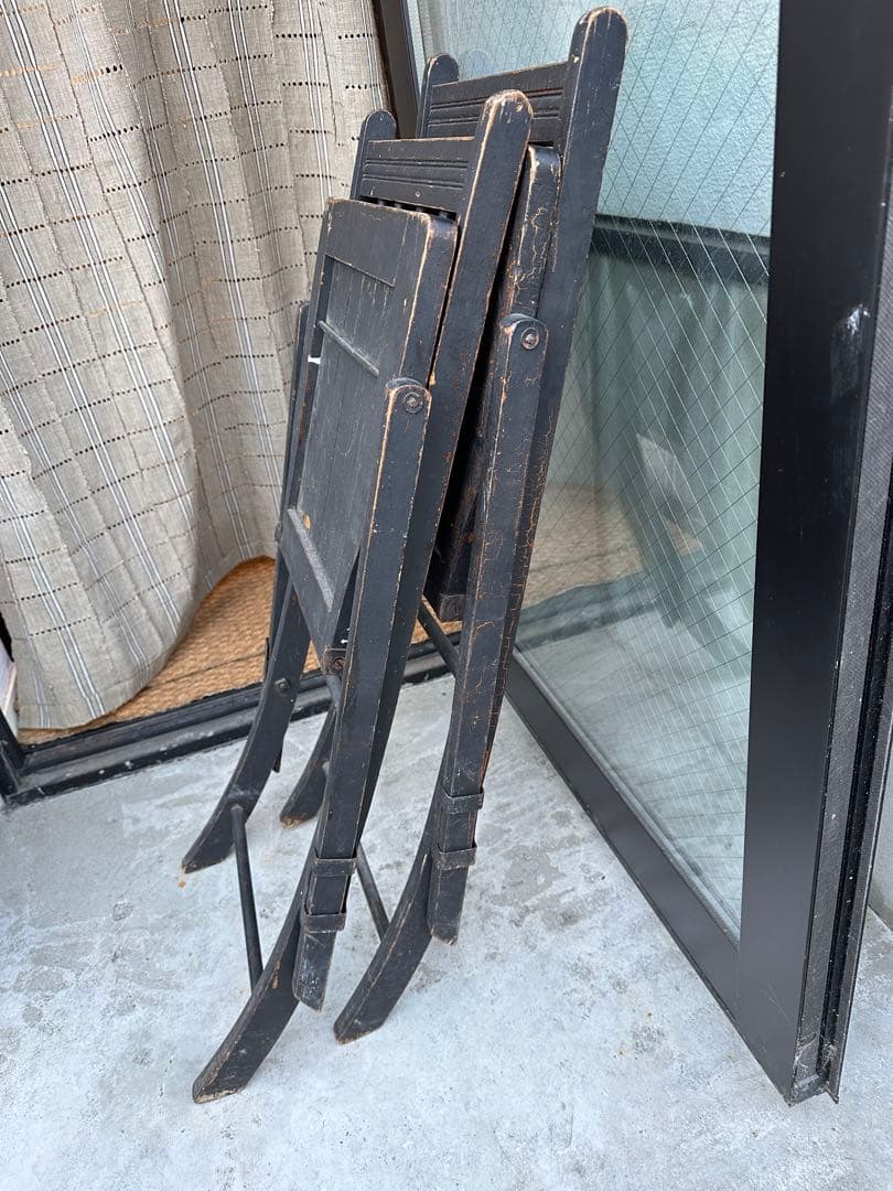 複数購入割引⭕️ 二脚セット　アンティーク　フォールディングチェア　折り畳みチェア