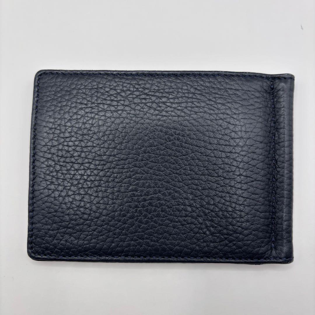 MONTBLANC 二つ折り財布　マネークリップ　ネイビー　レザー　モンブラン