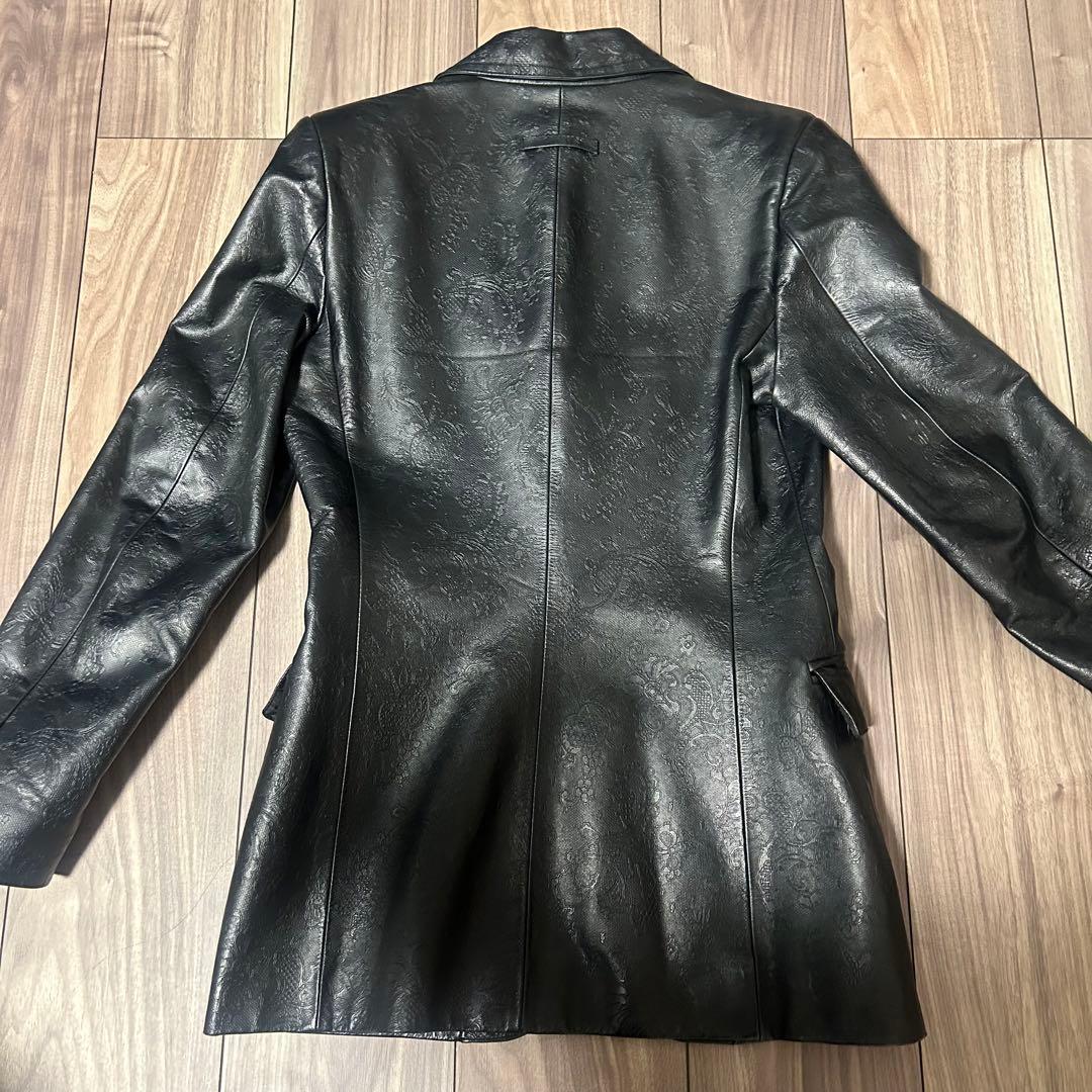 ジャンポールゴルチエ　FEMME ブラック ローズエンボス加工　レザージャケット