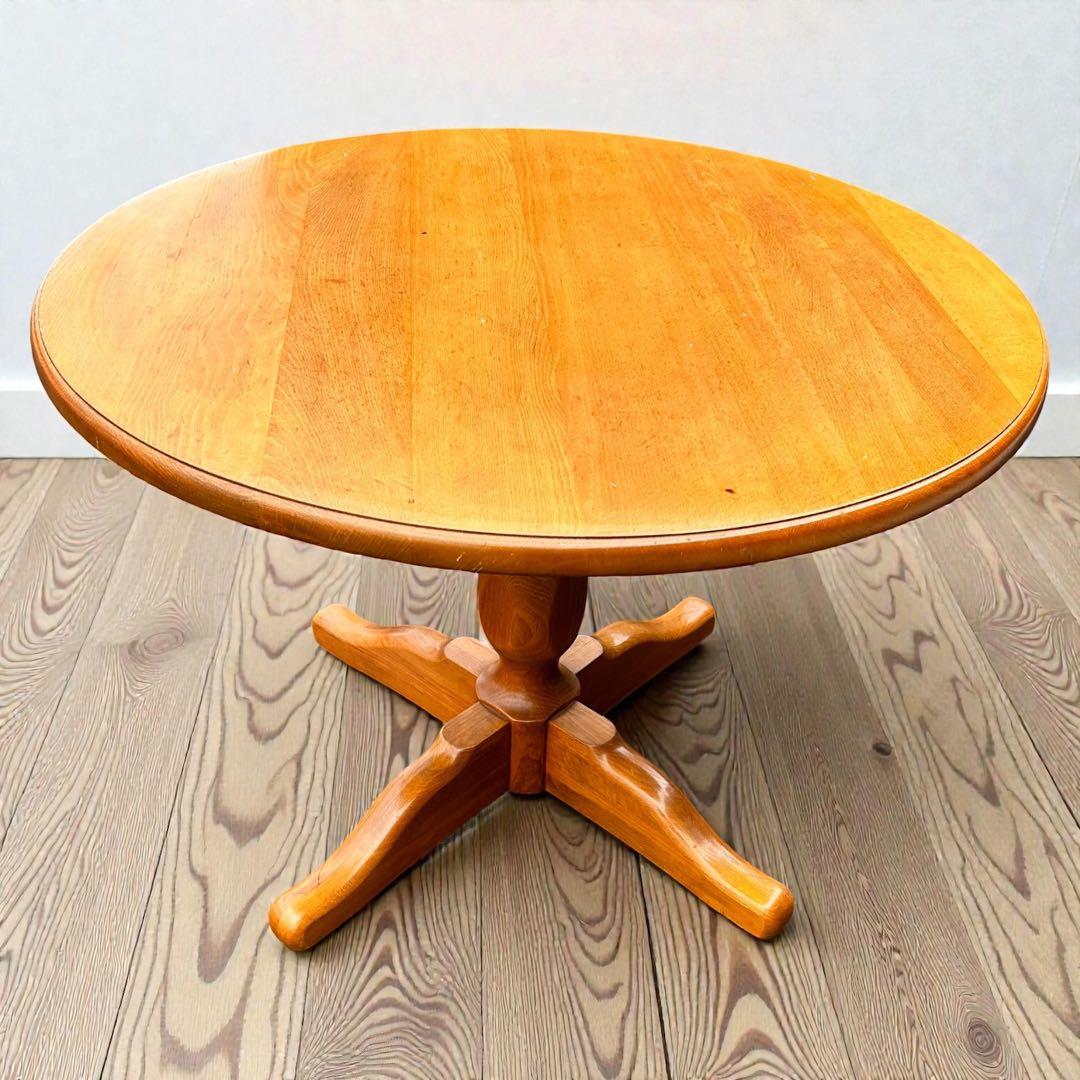 稀少❣️ヴィンテージ品✨柏木工 ダイニングテーブル 円卓 100cm 天然木 無垢
