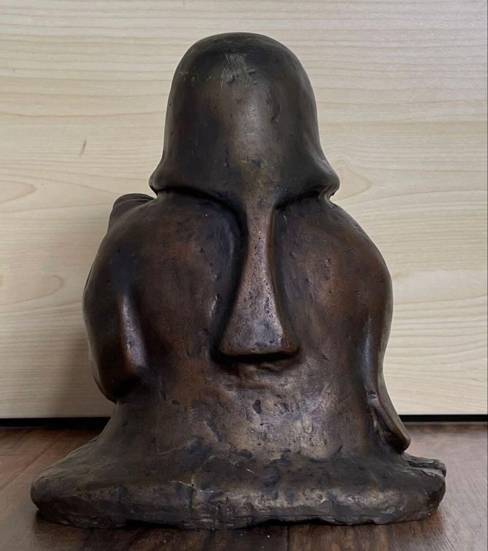 春画彫刻 春画人形 銅製 隠し絵 手招き おかめ おたふく 4.8kg銅製