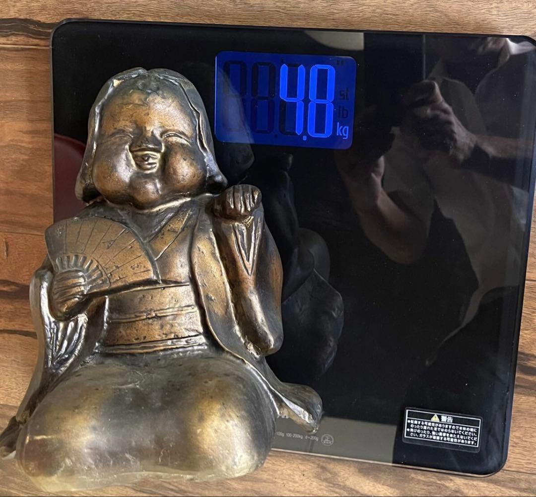 春画彫刻 春画人形 銅製 隠し絵 手招き おかめ おたふく 4.8kg銅製