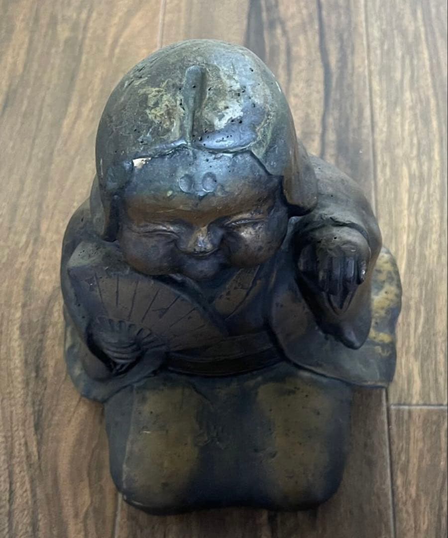 春画彫刻 春画人形 銅製 隠し絵 手招き おかめ おたふく 4.8kg銅製
