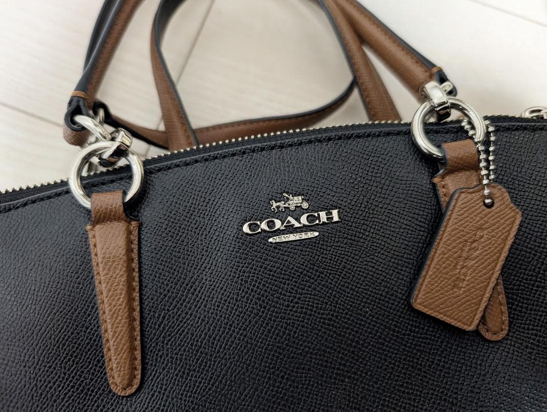 美品 COACH コーチ 2way トートバッグ ショルダー バイカラー レザー