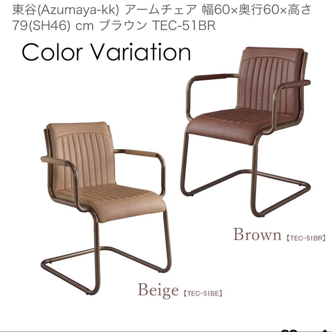東谷　アームチェア　レザー　椅子　ダイニングチェア　2脚　セット　ベージュ
