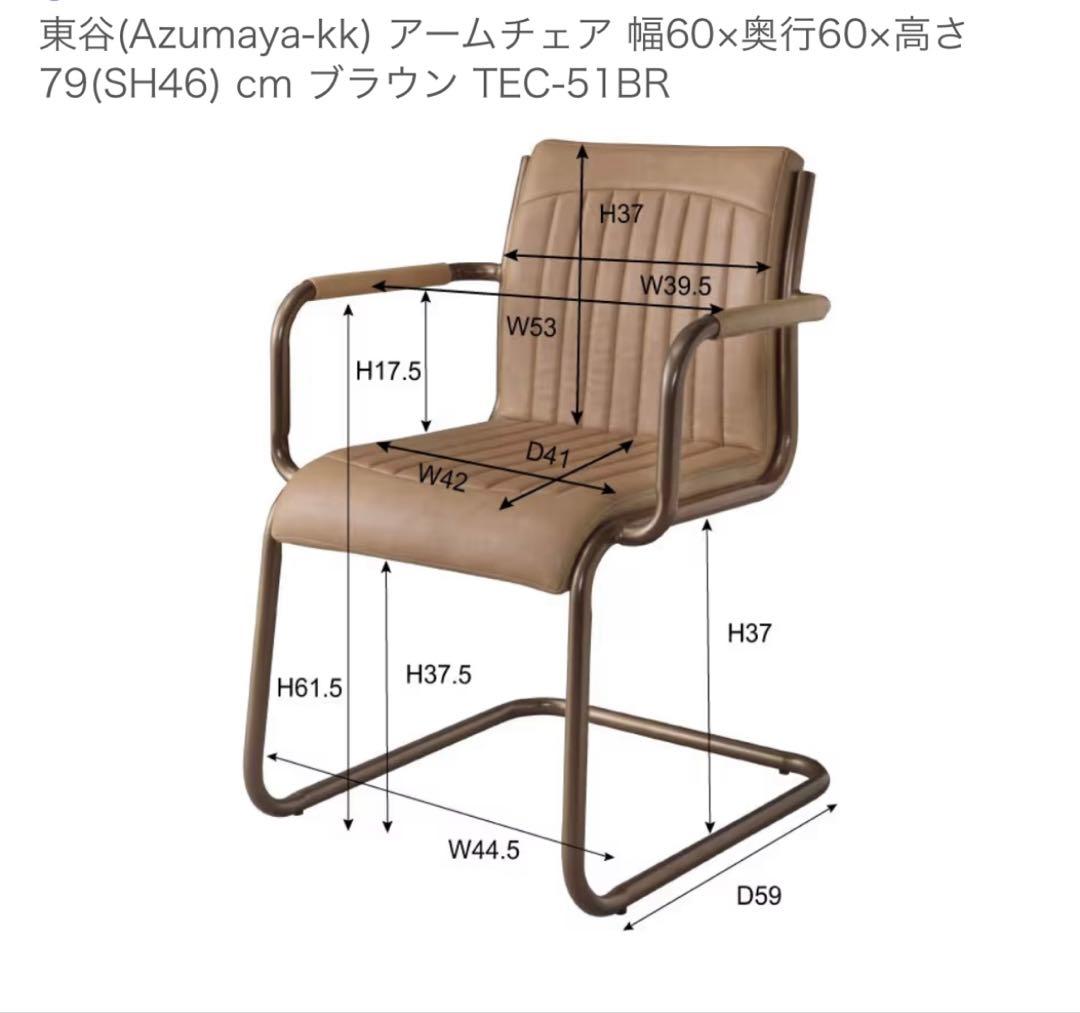 東谷　アームチェア　レザー　椅子　ダイニングチェア　2脚　セット　ベージュ