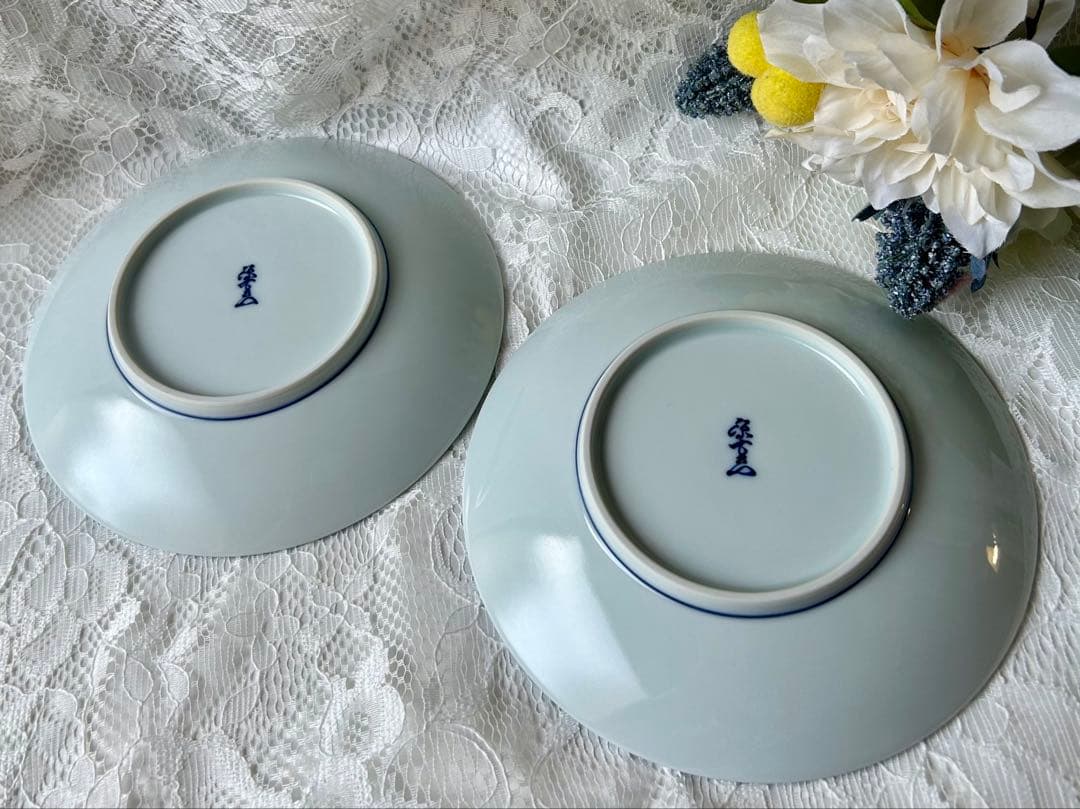 ❇︎新品・未使用　源右衛門窯　染錦間取水玉　銘々皿　2枚セット