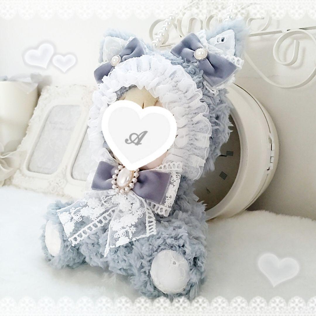 14〜16cm お座り型 ぬい服 ブルー猫ちゃん着ぐるみ にじぬい 新衣装サイズ
