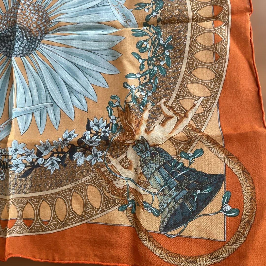 HERMESエルメスカレ45AMOURS 愛 シルクスカーフ フラワー美品