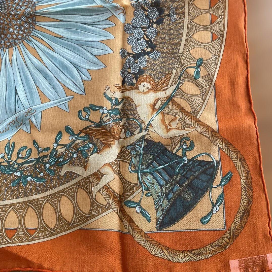HERMESエルメスカレ45AMOURS 愛 シルクスカーフ フラワー美品