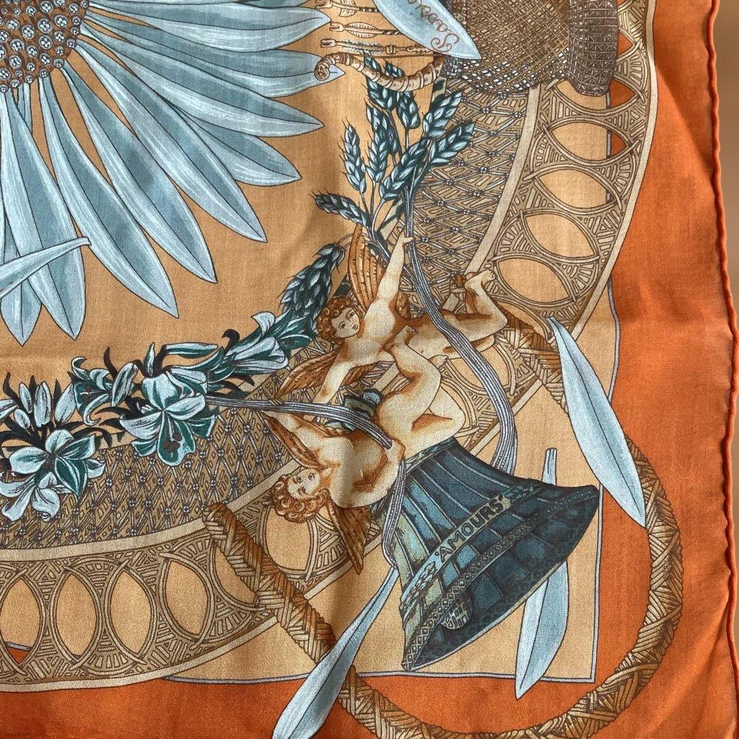 HERMESエルメスカレ45AMOURS 愛 シルクスカーフ フラワー美品