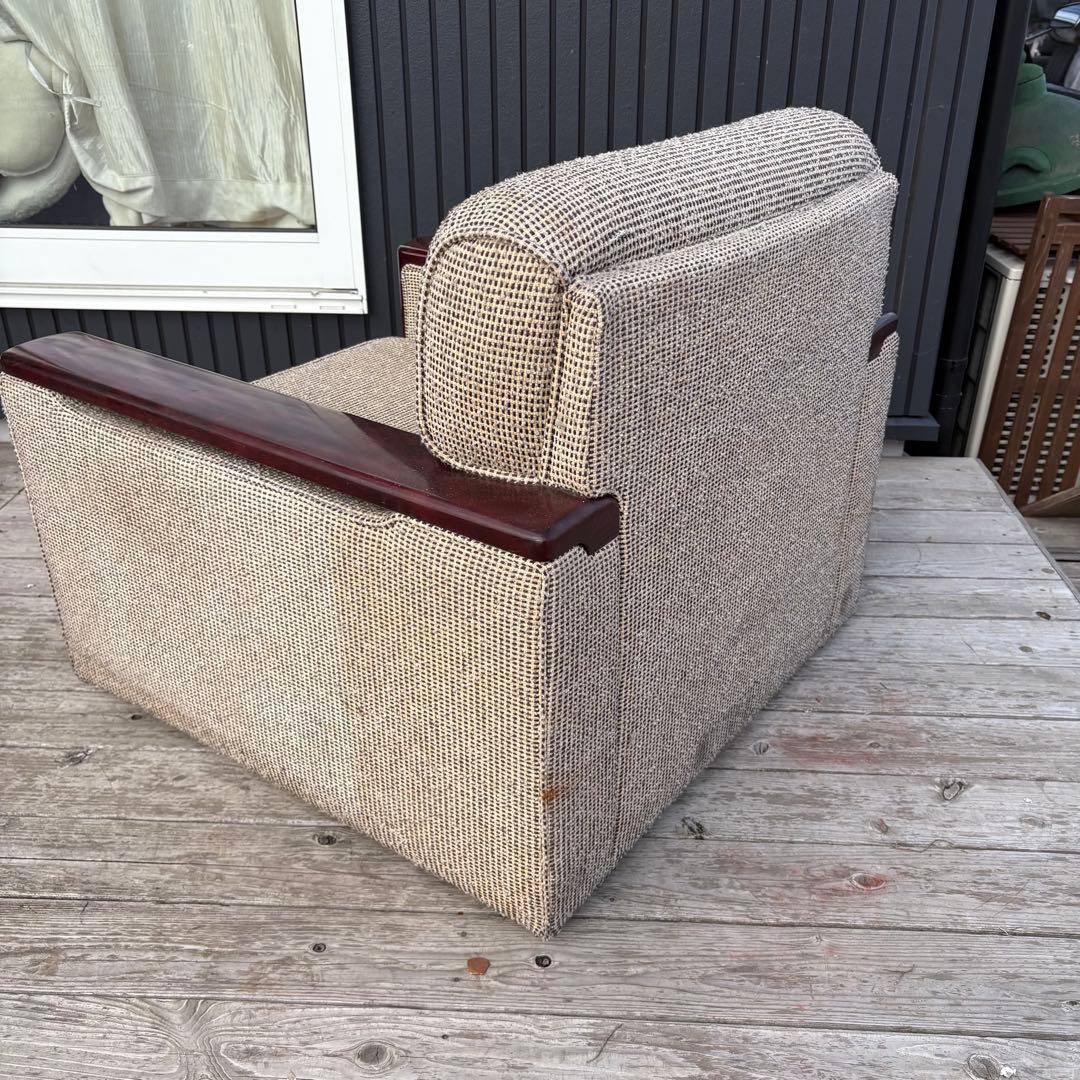 北欧レトロ ヴィンテージ 1人掛けソファ アームチェア 木肘 昭和レトロ 古家具