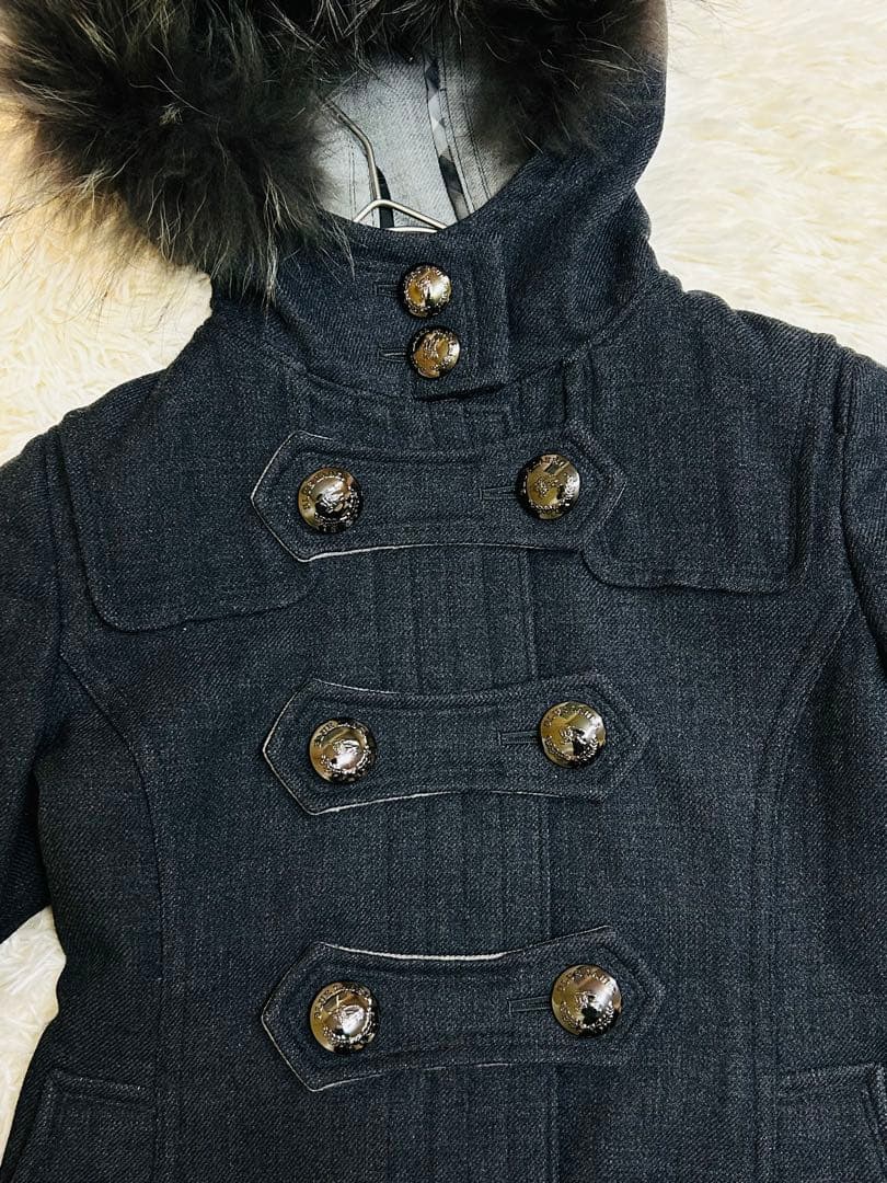 Burberry Blue Label ファー付ウールコート40ナポレオンコート