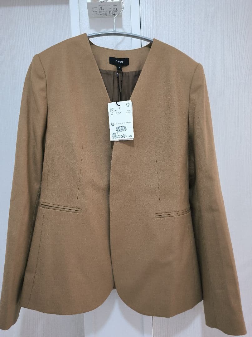 【新品】7万5千 上下セットノーカラージャケット パンツ サキソニー ウール
