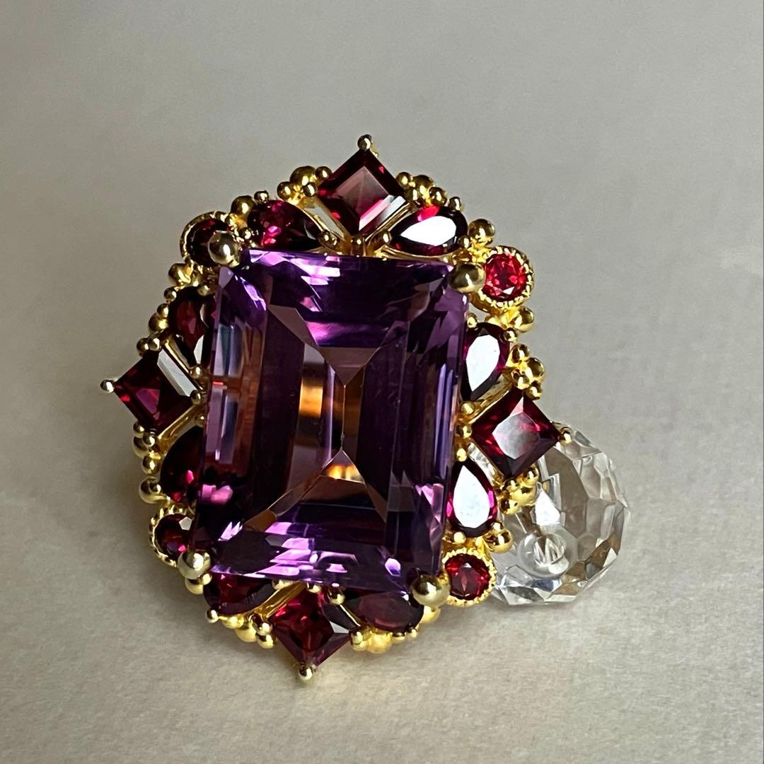 25ct アメジスト・ガーネットリング・指輪シルバー925K18金ゴールド