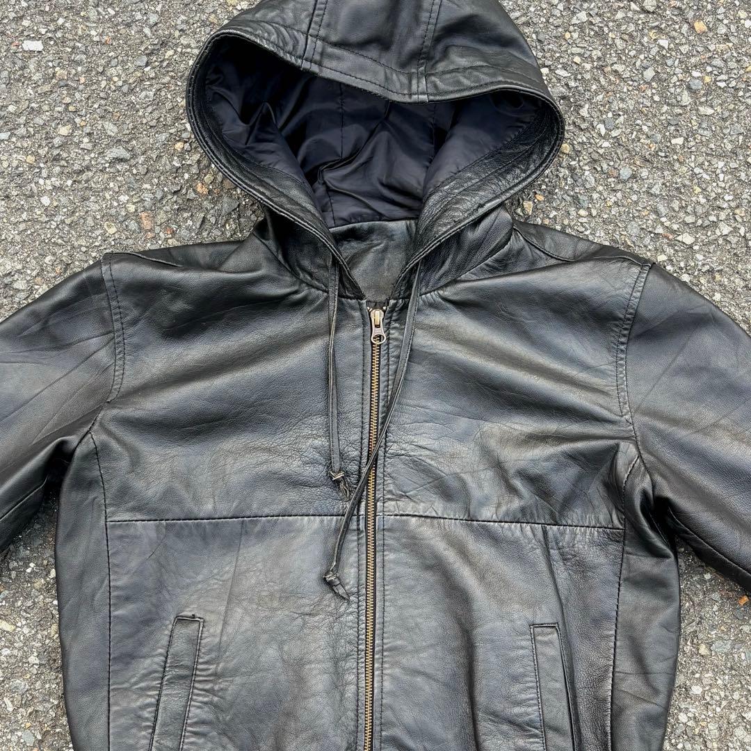 ジャケット・アウター vintage realleather jacket / hood jacket