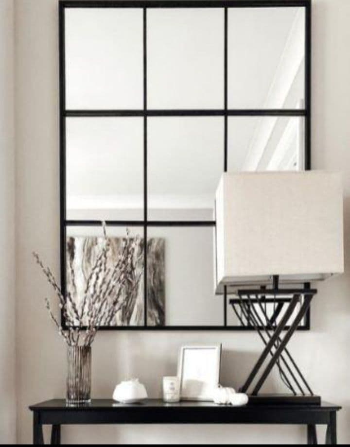 格子　ミラー　壁掛けミラー　大型ミラー　鏡　9枚