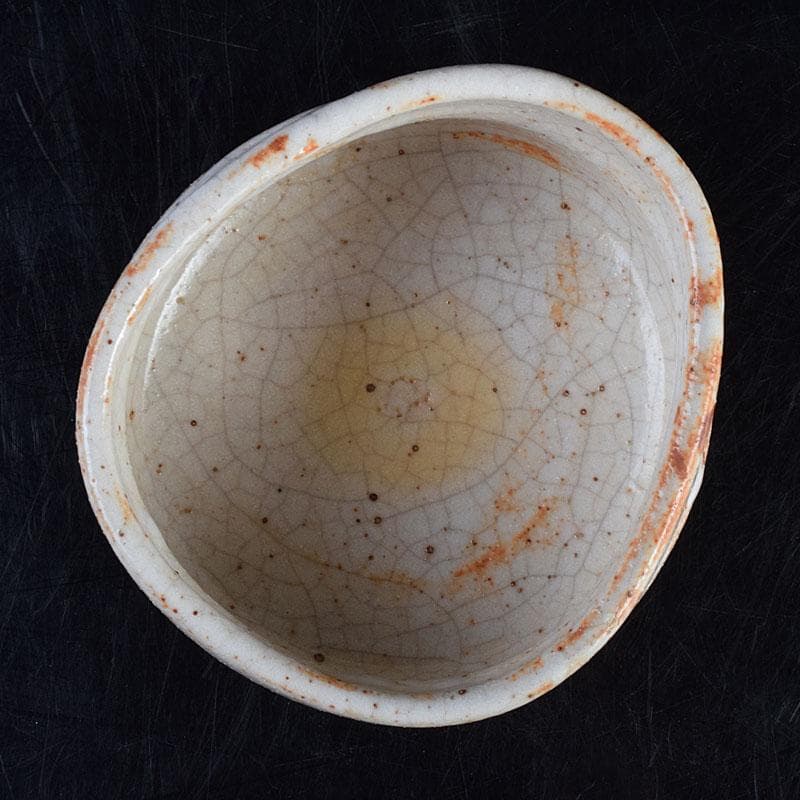 りん　茶道具　志野焼　人間国宝　荒川豊蔵作　沓茶碗　時代箱　V　R9380
