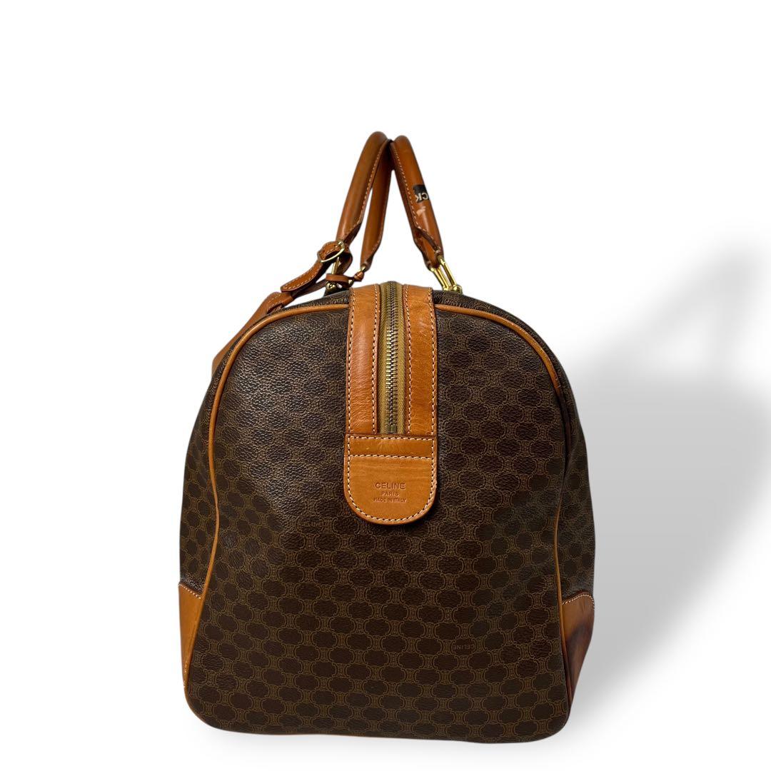 良品 4671 CELINE セリーヌ ボストンバッグ マカダム柄 ブラウン