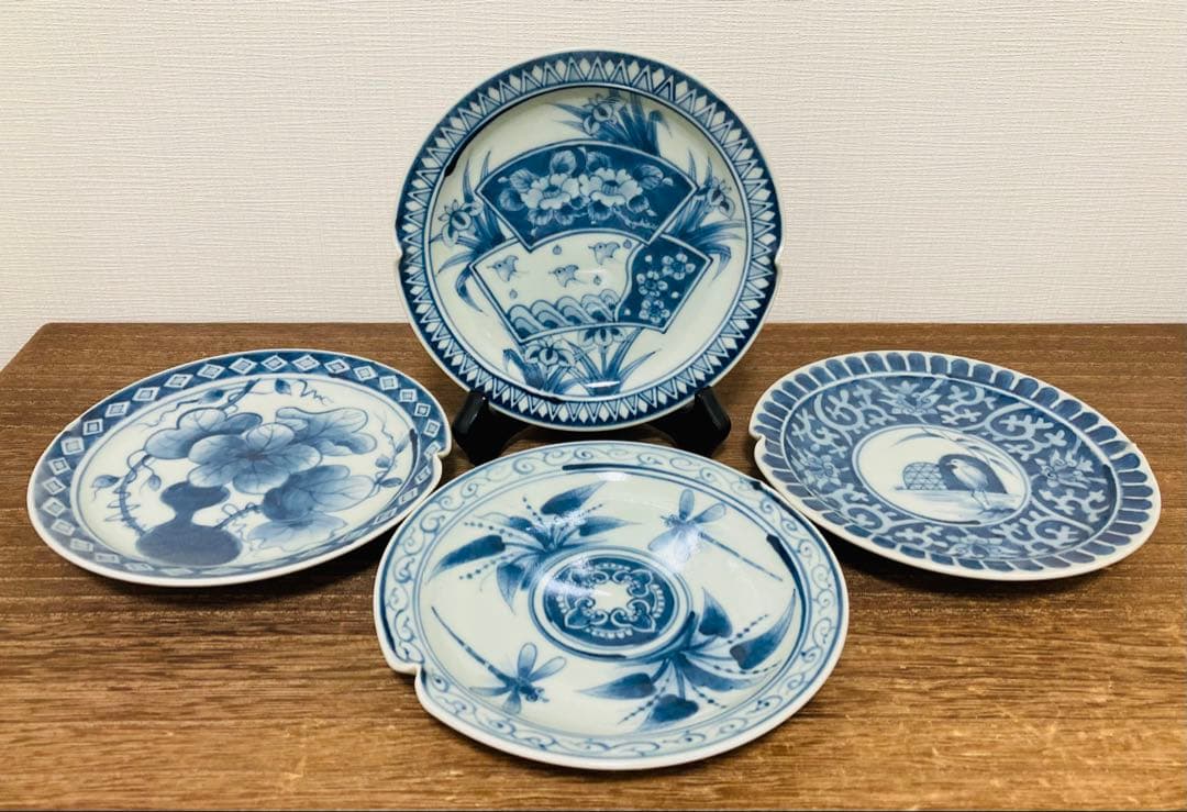 佐藤走波（六代）染付　なぶり組皿4枚