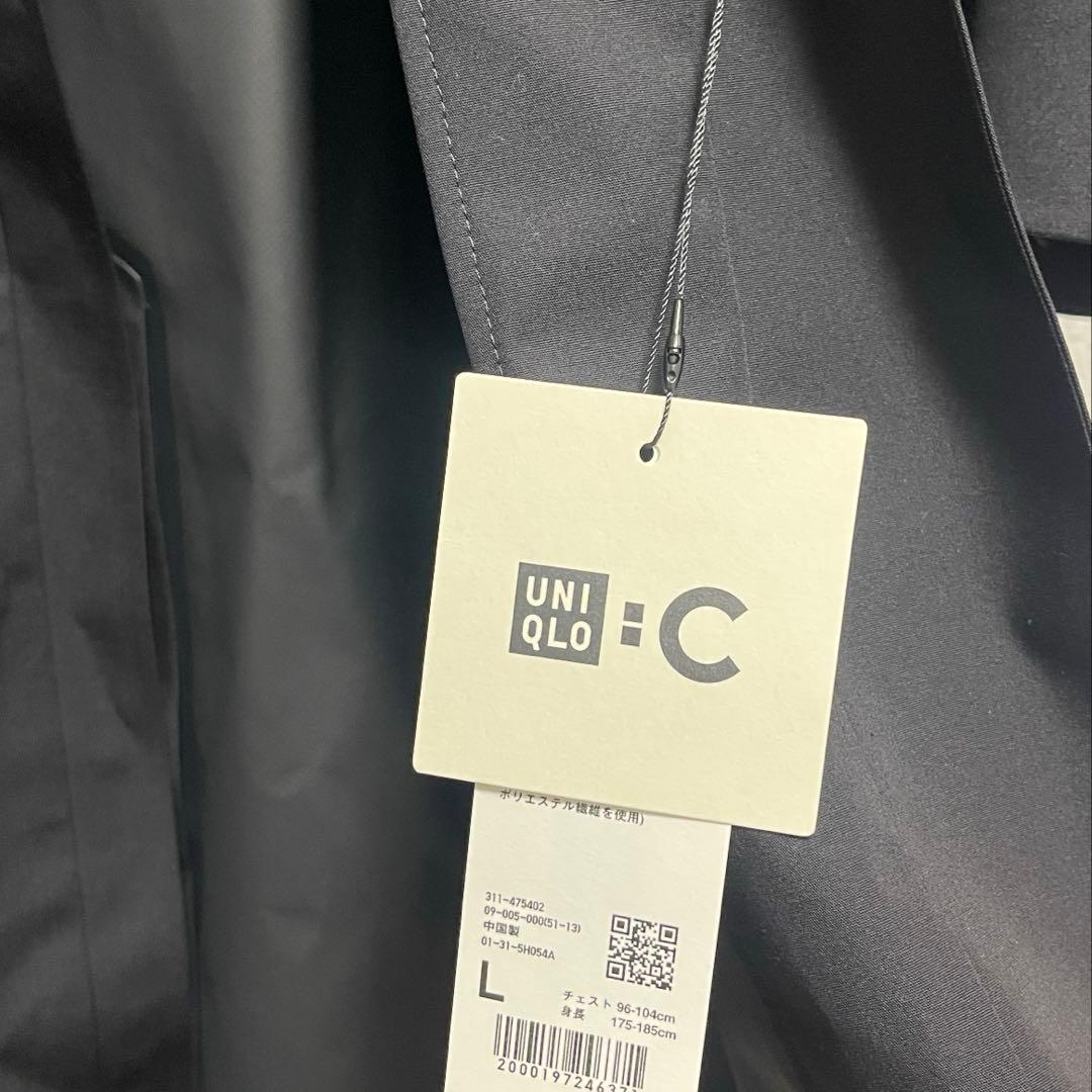 ユニクロC ブロックテックステンカラーコート ブラック L