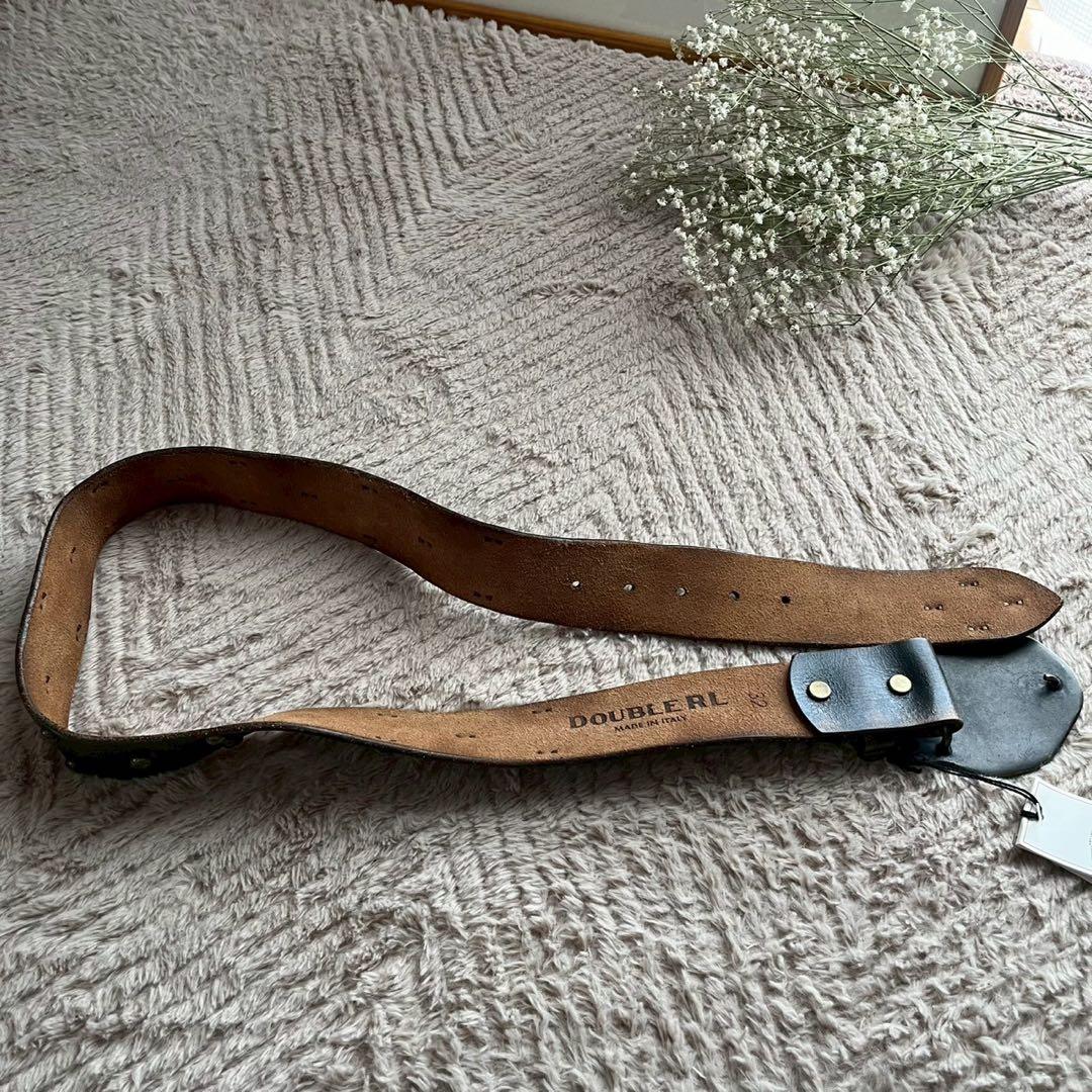 極美品 RRL ダブルアールエル ロゴバックル レザー ベルト メンズ