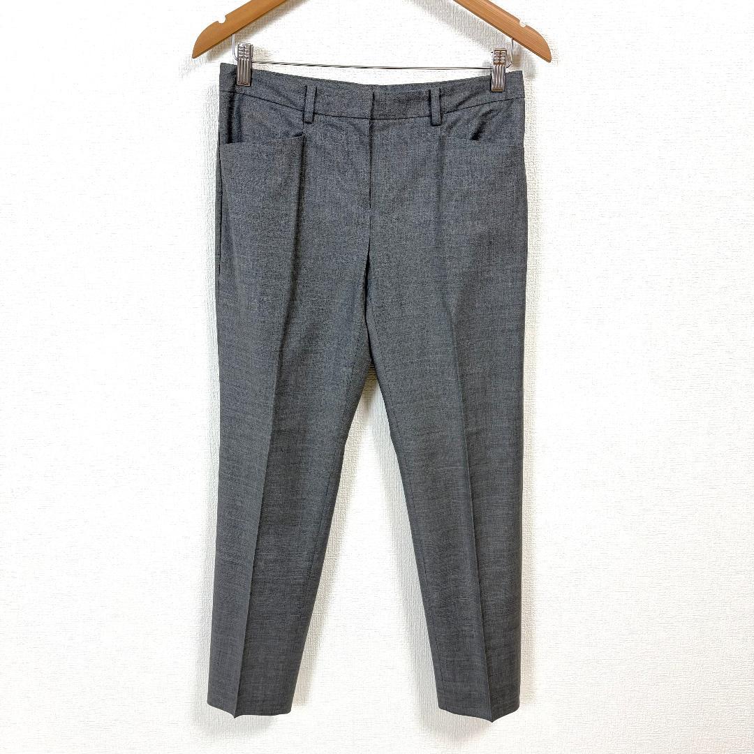 美品 theory luxe スーツ上下 ノーカラーJK36 下38 グレー