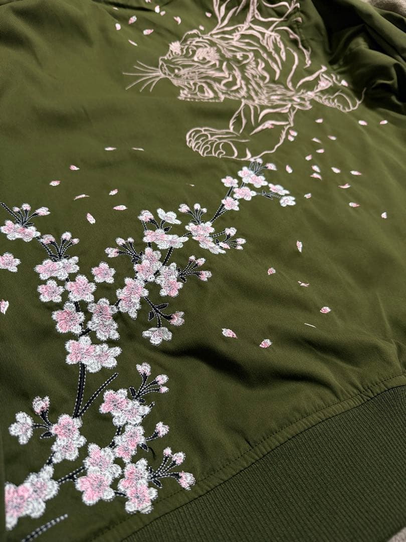 未使用近 絡繰魂 虎 日本限定 スカジャン MA-1 unisex kaki