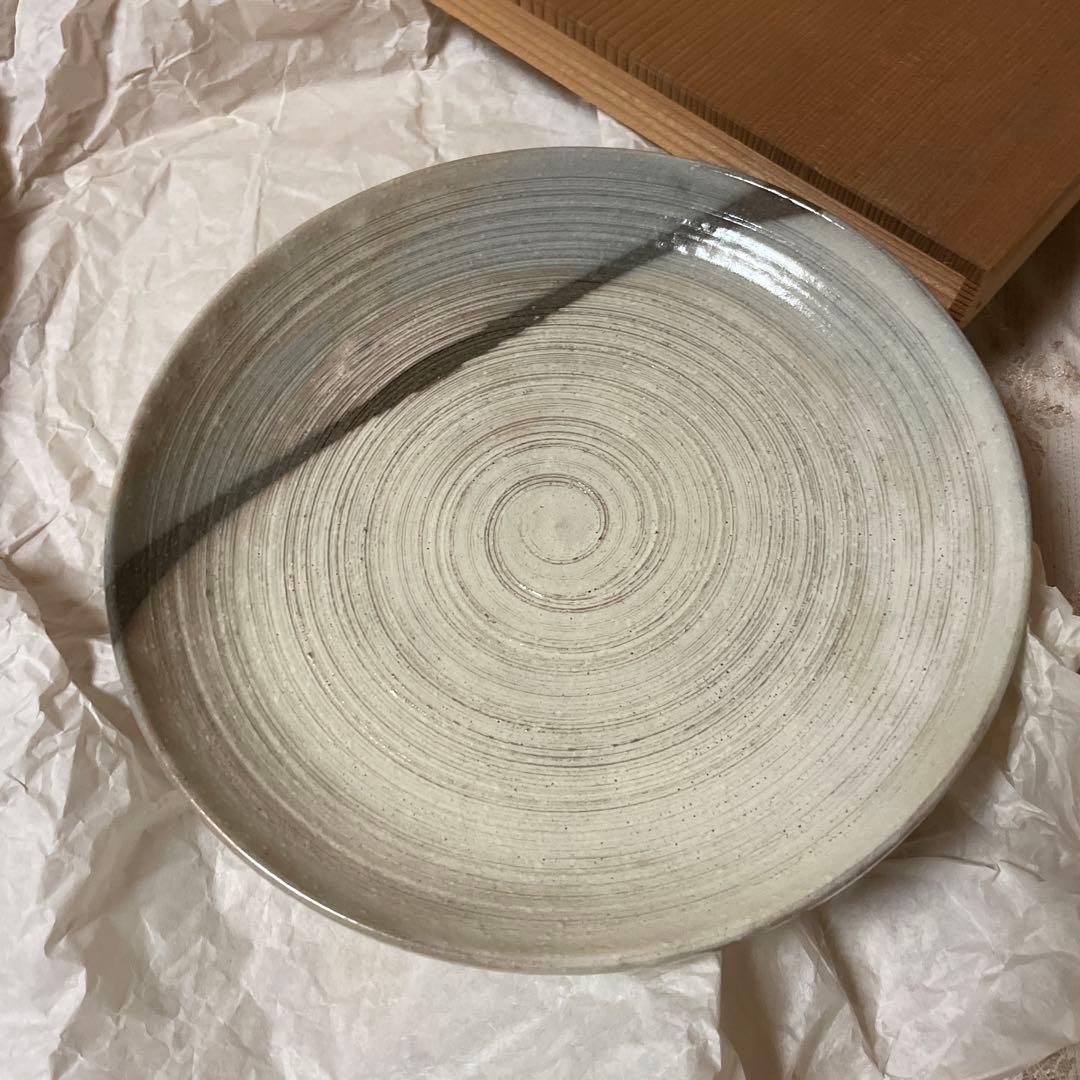 陶器皿 渦巻き模様　木箱付き