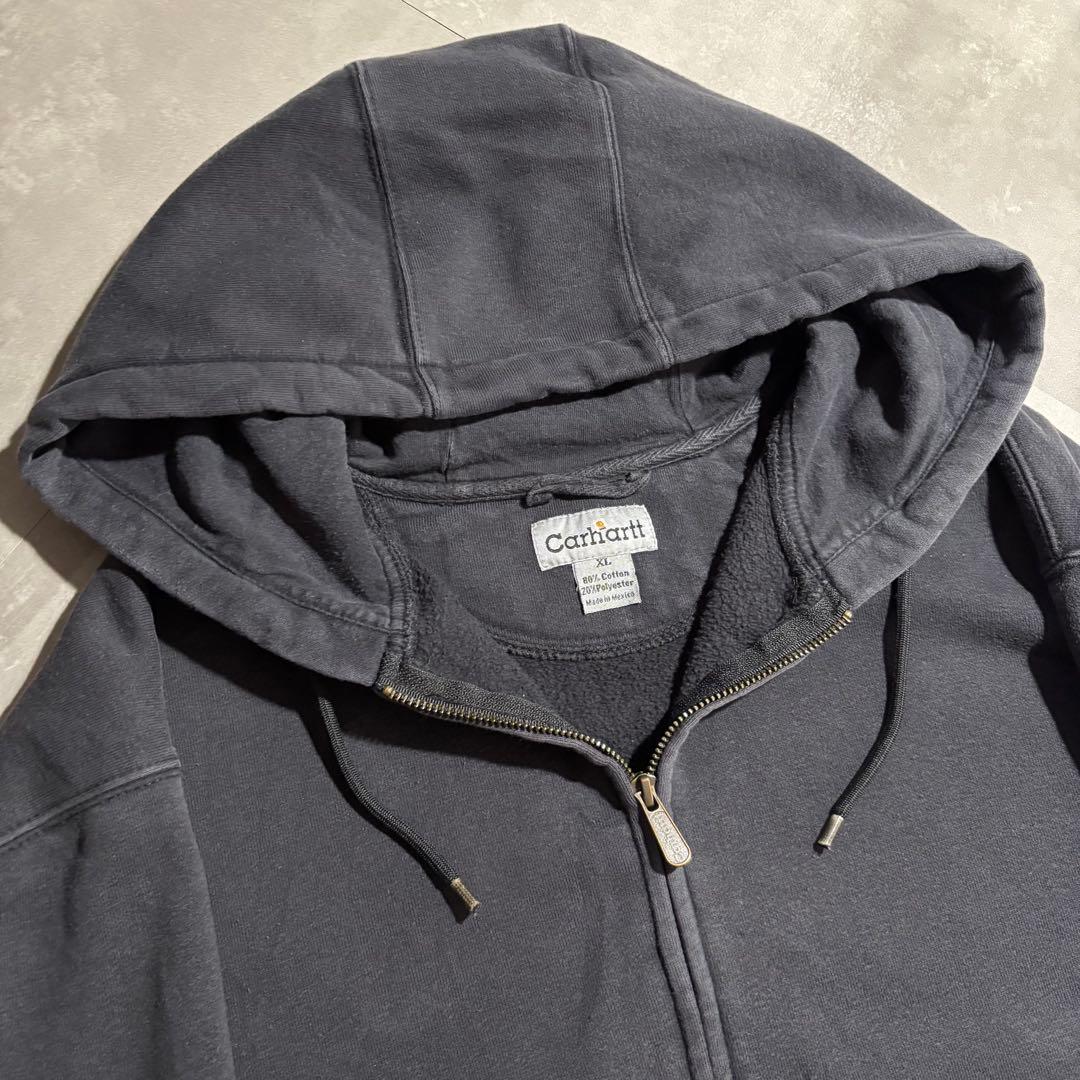 カーハート carhartt パーカー　フルジップ　サンフェード　ブラック　黒