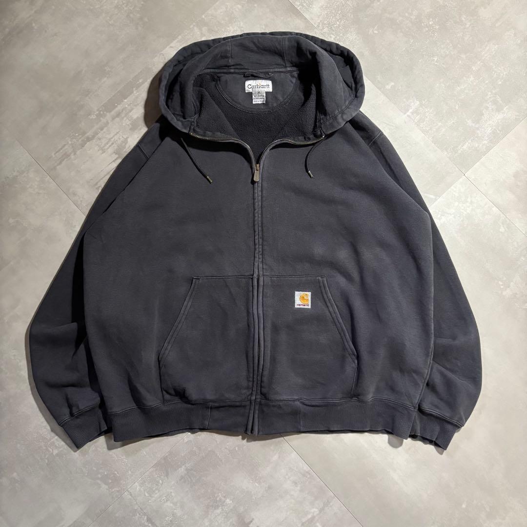 カーハート carhartt パーカー　フルジップ　サンフェード　ブラック　黒