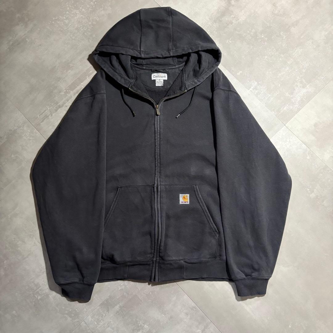 カーハート carhartt パーカー　フルジップ　サンフェード　ブラック　黒