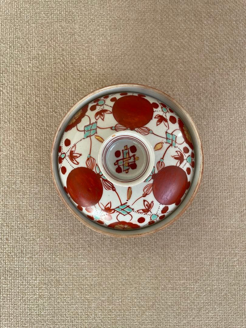 古伊万里 赤玉瓔珞文蓋茶碗 古美術 桃凛 11月購入