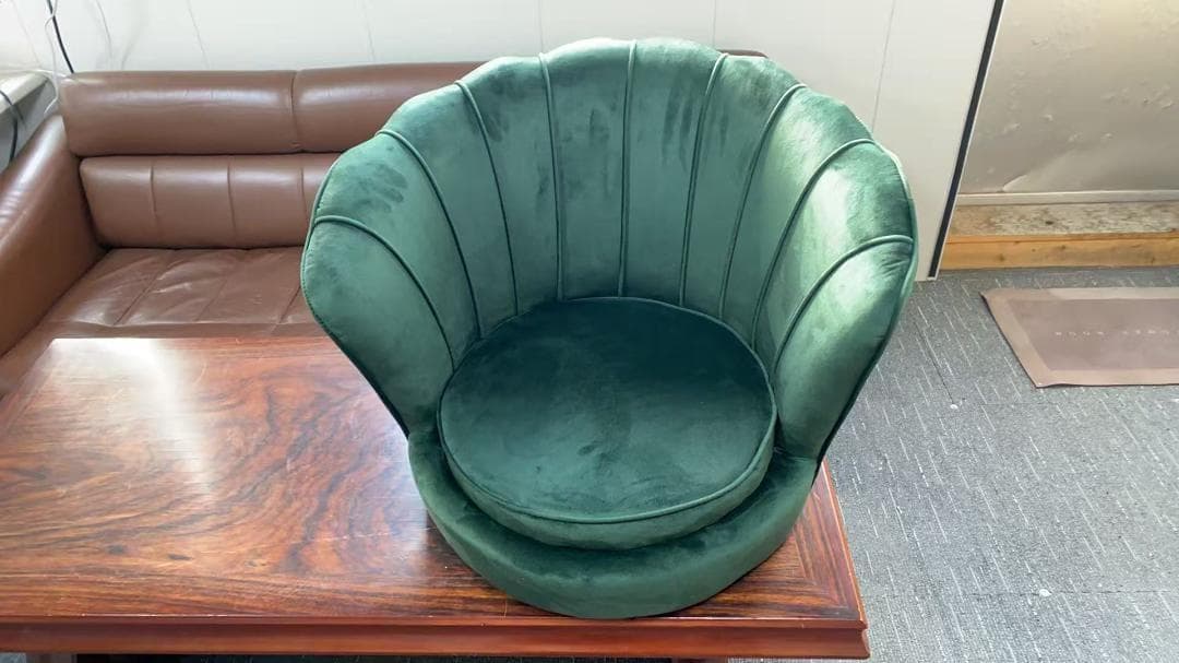 グリーン バタフライ型チェア 訳あり品　写真をご確認 SF01-70-01