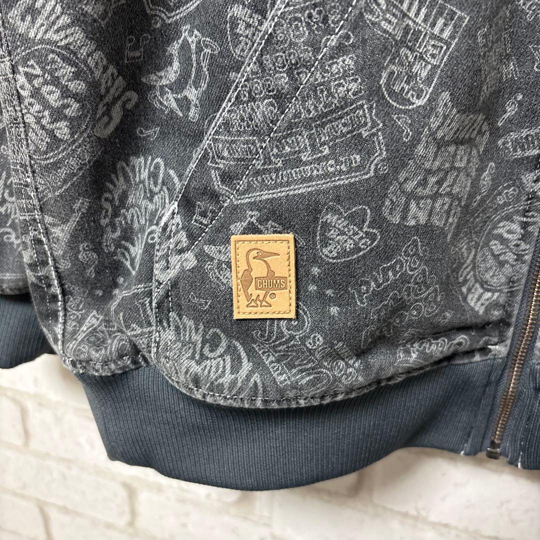 【美品】 CHUMS ウォームデニムパーカー ジャケット 刺繍　グレー　M