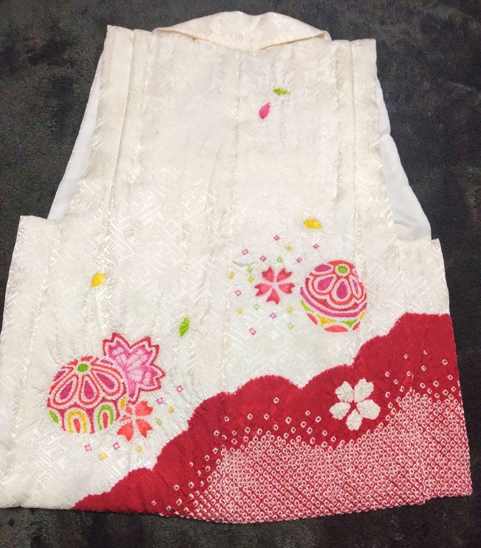 正絹綸子☆本絞＆刺繍☆絞りの粒もフレッシュ☆極上グレードの3歳七五三用祝着