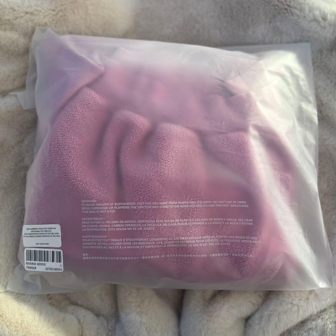 SKYLRK REVERSE HOODIE POWDER pink L パーカー