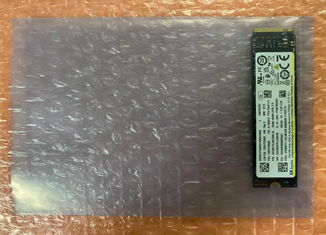 ほぼ未使用 SK Hynix PC801 1TB NVMe M.2 SSD