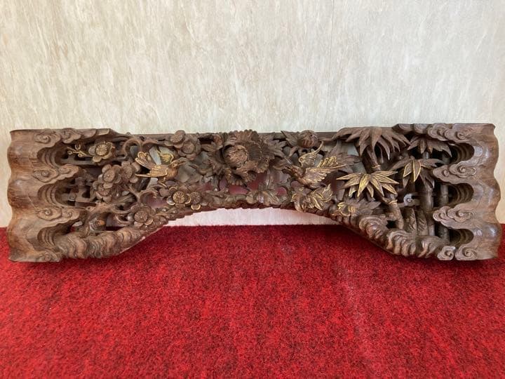 本紫檀無垢欄間一本彫り
