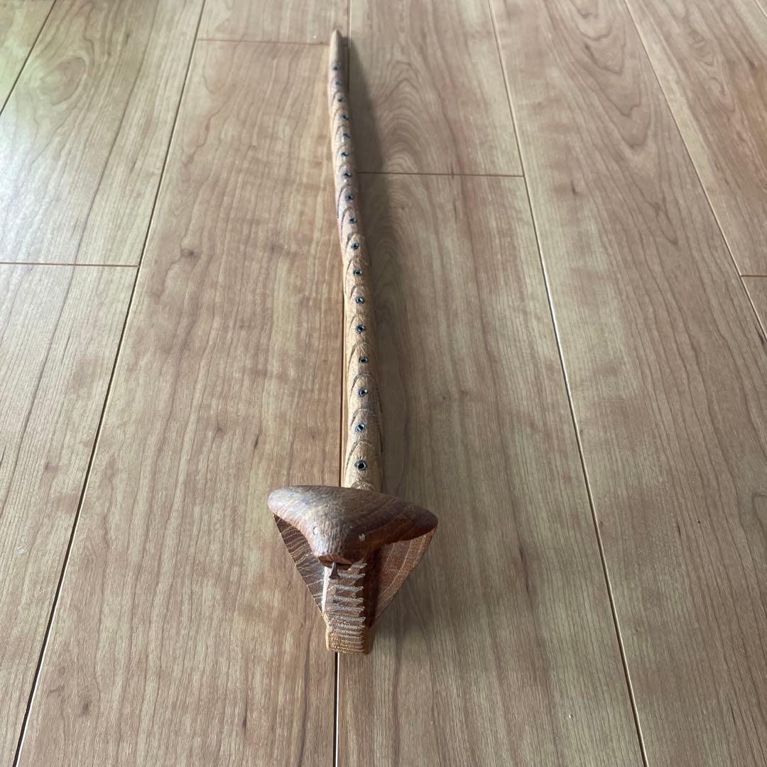 ハンドメイド 木製 蛇の置物 約30cm アンティーク　1980年代　へび