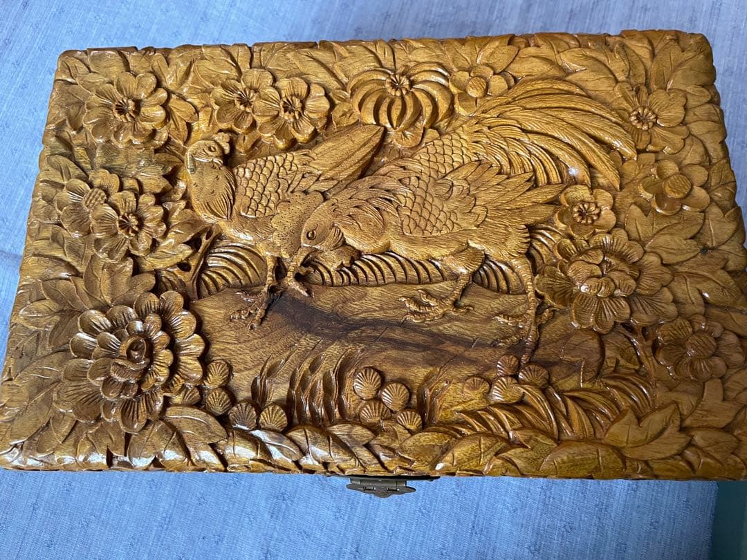 ◉セール！新品　木彫　箱　アンティーク　中国　花鳥
