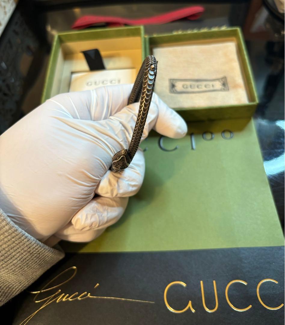 GUCCIガーデンスネークブレスレット18号Ag925 鑑定済 付属品完備