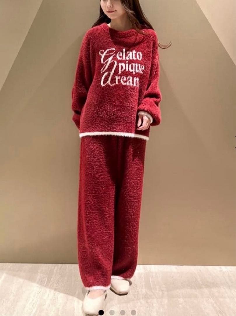 新品　gelato pique ルームウェア　ラメ　フェザー　ロングパンツ
