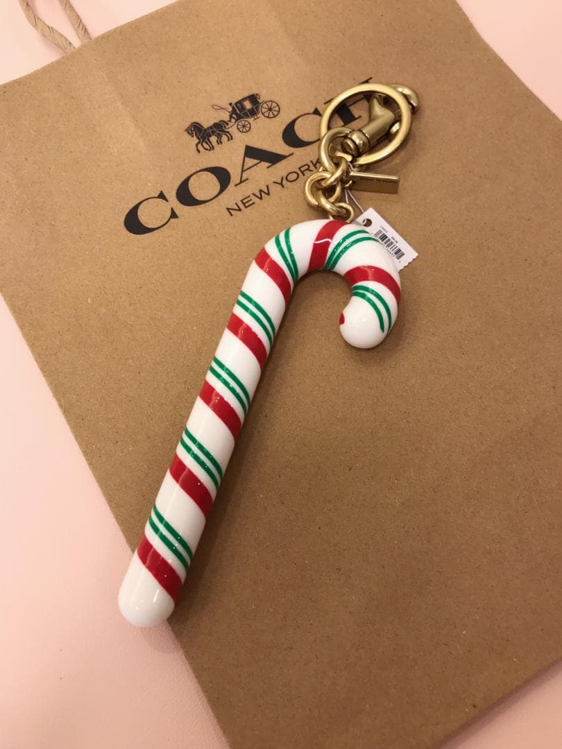 新品coach キャンディ ケーン バッグ チャーム
