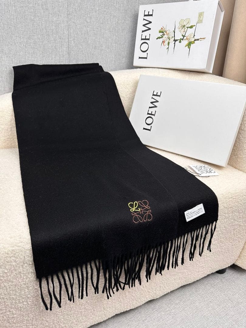 ♡LOEWE マフラー 30×180cm ブラック カシミヤ♡